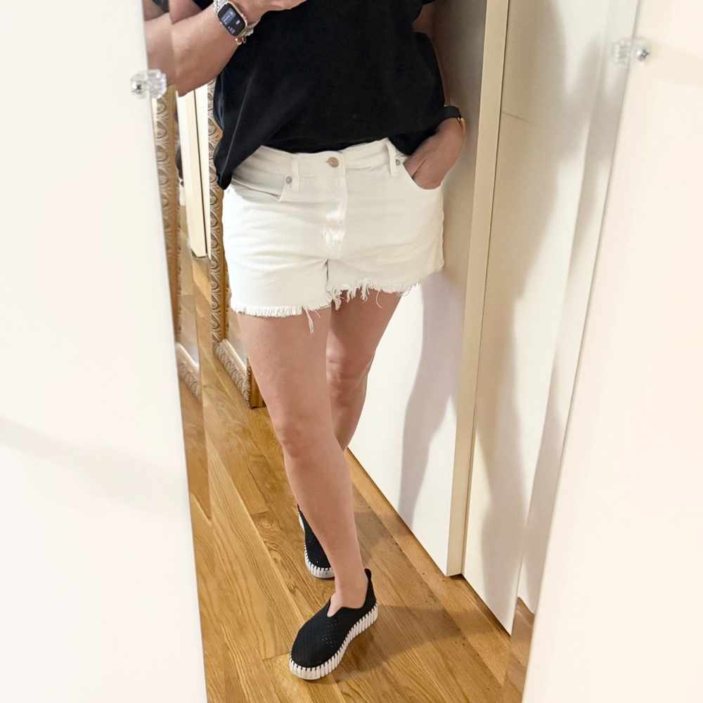 Free People White Denim Distressed Cutoff Shorts